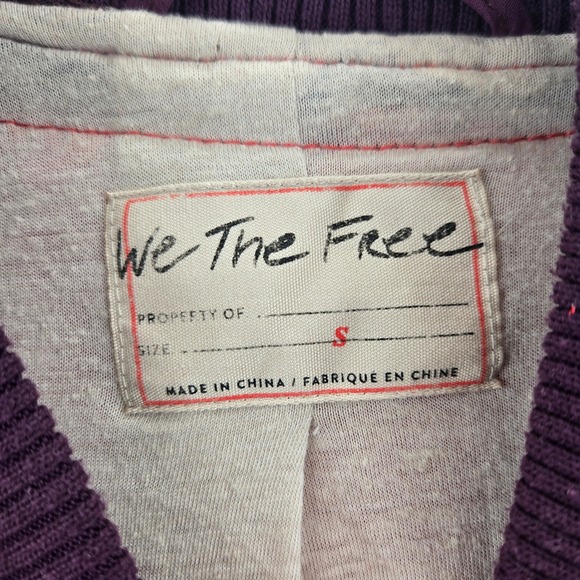 We The Free People Rivington Red Purple Sherpa Fleece Bomber Jacket Womens Small - Picture 6 of 12